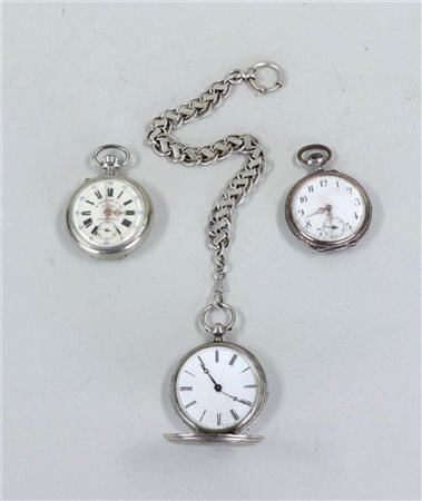 A lot consisting of (3) silver pocket watches.