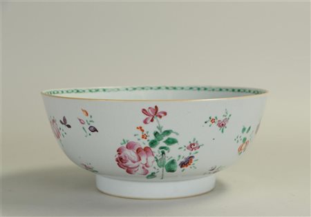 A large Famille Rose wash bowl, China 18th century. Hairline.H.10 x Diam. 23 cm.