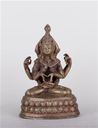 A bronze Shiva. Tibet, 20th century.20 x 12 cm.