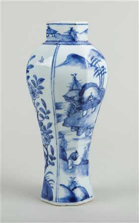 A porcelain baluster vase decorated with landscapes, figures and flowers in...