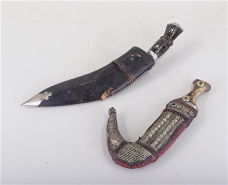 A Yemeni Jambiya, scabbard worked with white metal, possibly silver. 19th...