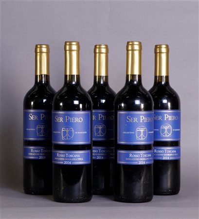 5x 0.75 liter Cantine Leonardo da Vinci Ser Piero Rosso 2014.