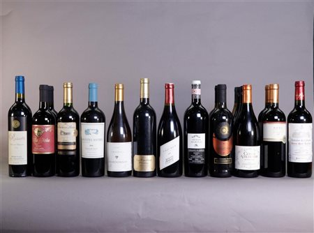 A collection of eighteen diverse wines.