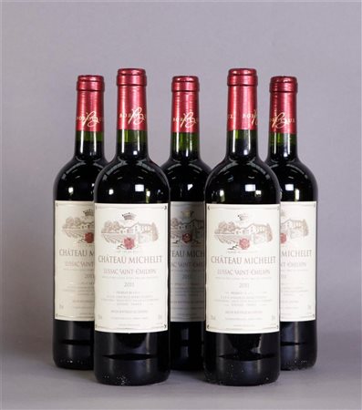 5x 0.75 liter Château Michelet Lussac Saint-Émilion 2011.