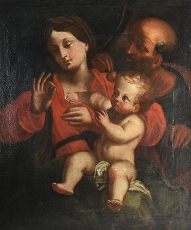 Scuola Italiana del XVIII secolo SACRA FAMIGLIA olio su tela, cm 73,7x61,2