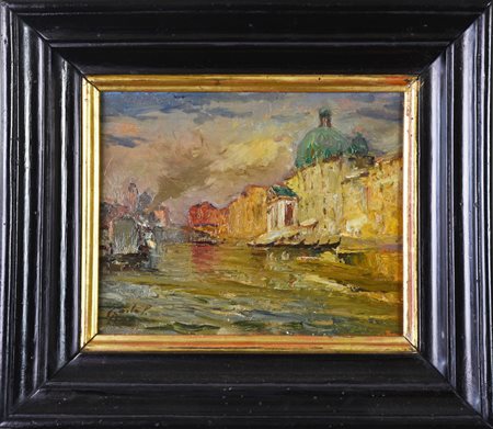 Carlo Paolo Agazzi, (1870 - 1922) VENEZIA olio su tavola, cm 33,5x39 (con...