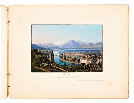 [Album] Souvenir de Berne et ses Environs: Lac de Thune, l'Oberland.. Zurich, R. Dikenmann peintre. 13 acquetinte [1850 ca.]