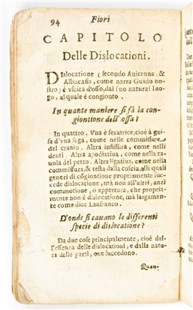 [Medicina] Chauliac, Guy de : Fiori di Guido, overo Sentenze principali della grande chirurgia. Riviste, & accresciute... In Roma, nella stampa di Domenico Manelfi, 1652