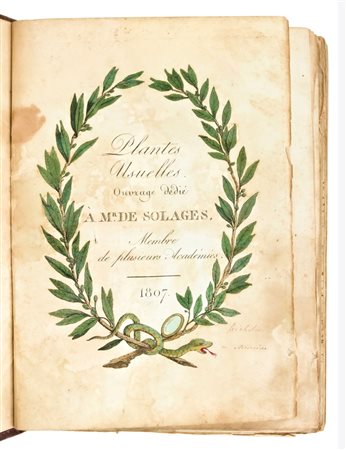 [ BOTANICA / ERBARIO ]  ROQUES  Joseph : Plantes usuelles, indigènes et exotiques. Tome premier (-seconde). A Paris: chez l'Auteur [...] et chez Madame veuve Hocquart, 1807.