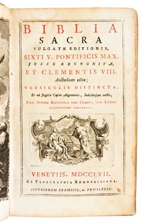 Biblia sacra vulgata editionis, Sixti V. pontificis max. jussu recognita, et Clementis VIII. Venezia : ex typographia Remondiniana, 1757