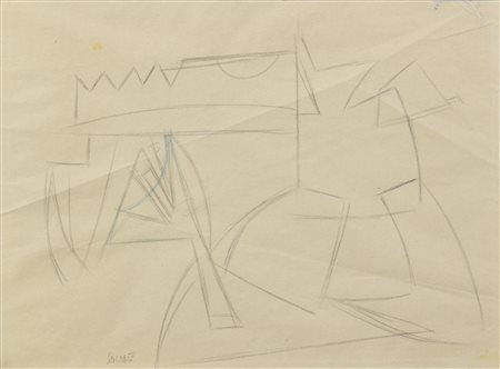 Atanasio Soldati (1896 - 1953) COMPOSIZIONE grafite su carta, cm 21x28 firma...