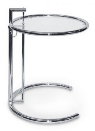 Eileen Gray ADJUSTABLE TABLE E1027, c. 1970 acciaio cromato e cristallo, h cm...