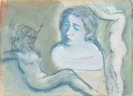 Mario Sironi 1885 Sassari-1961 Milano Busto e nudi femminili tempera, tempera...