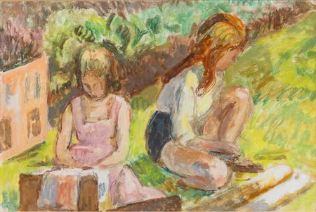 Vanessa Bell 1879 Londra-1961 Charleston (UK) Girls on the grass olio su tela...