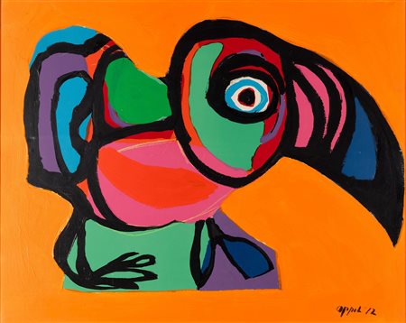 Karel Appel 1921 Amsterdam-2006 Zurigo Senza titolo olio su poliplat cm 78X62...