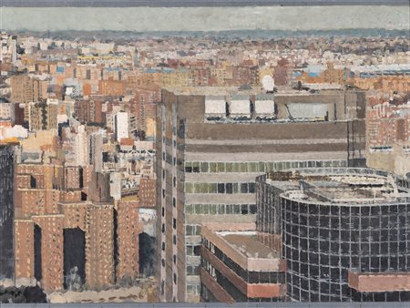 Bernardo Siciliano Nascita: 1969 Roma Rooftop olio su tela cm 100X74 firmato,...