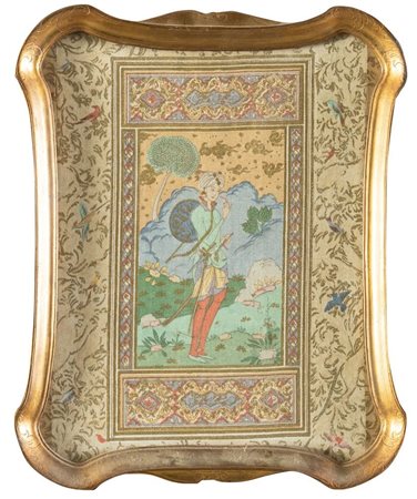  
Arte indo-persiana. Dipinto in stile Mughal su stoffa, XIX-XX secolo.  
 