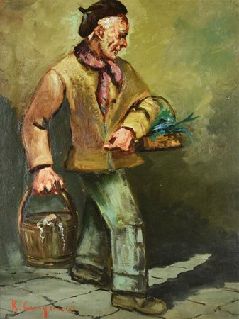 Roberto Carignani FIGURA DI ANZIANO olio su tela, cm 60x45 firma