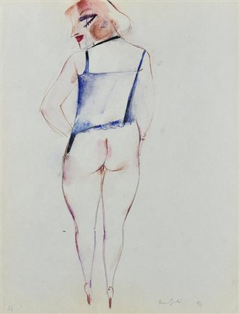 Alberto Manfredi MODELLA DI SPALLE, 1994 tecnica mista su carta, cm 40x30...