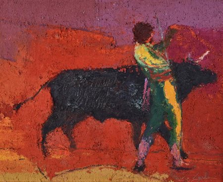 Mauro Capelli TORERO, 2006 olio su cartone telato, cm 24x30 firma sul retro:...