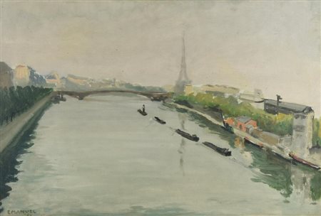 VEDUTA DI PARIGI, 1953 olio su tela, cm 30x45 firma e data