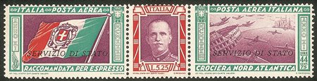 Regno - Vittorio Emanuele III - 1933 - Trittico Servizio di Stato - 5,25 + 4,75 lire lire (1 - Servizio Aereo)