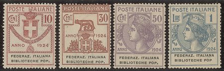 Regno - Vittorio Emanuele III - 1924 - Parastatali - Federaz. Italiana Biblioteche Pop. (34/37)