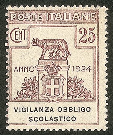 Regno - Vittorio Emanuele III - 1924 - Parastatali - 25 cent Vigilanza Obbligo Scolastico (69)