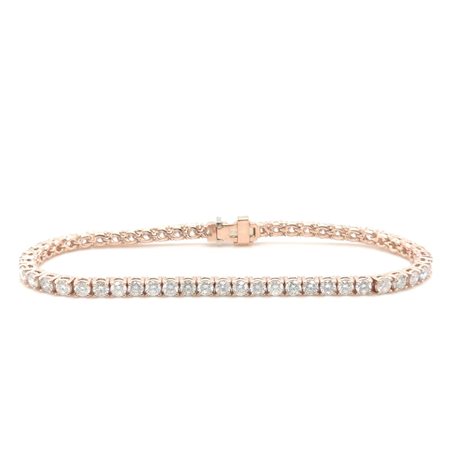 BRACCIALETTO IN ORO ROSA 14K 11.81 GR TIPO TENNIS CON DIAMANTI NATURALI 5.08 CT 18CM CERTIFICATO GEMMOLOGICO MAROZ DIAMONDS LTD MEMBRO ISRAEL DIAMOND EXCHANGE - BRC4060514k