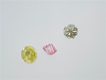 3 DIAMANTI 0,5 CT FANCY INTENSO ROSA+GIALLO+MARRONE VERDE - VS2-SI2 - F20303-9