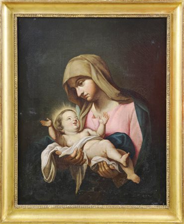 Scuola italiana del XVIII secolo Madonna con Bambino Oio su tela 81.5x61.5...