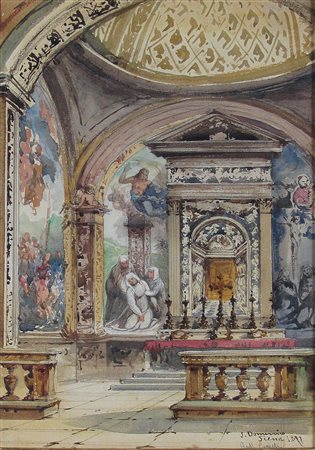 Gabriele Carelli (Napoli 1820 - Mentone 1900) Interno della cattedrale di...