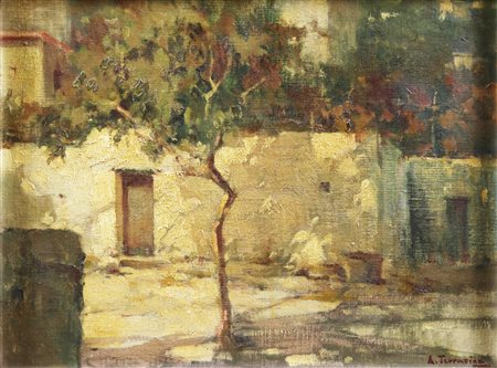 Arturo Bacio Terracina (Napoli 1882 - 1958) Impressione Olio su tela 27x34.7...