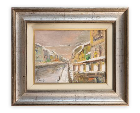 ANTONELLO ZECCA (1917-1998) - Neve sul Naviglio