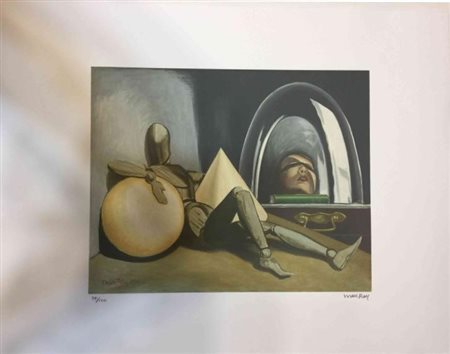 MAN RAY (1890-1976) Litografia a Colori CM 65X50 Titolo -Guerriero a Riposo-...