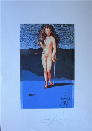 SALVADOR DALI' (1904-1989) Litografia a colori CM 65X50 Titolo -La Donna...