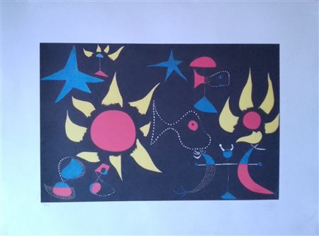 JOAN MIRO'(1893-1983) Litografia a 32 Colori CM 76X56, France Titolo -La Nuit...