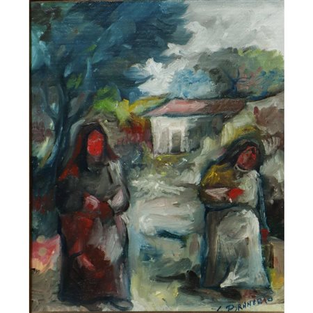 Giuseppe  Brancato (Messina  1945)  - Contadine in strada di campagna