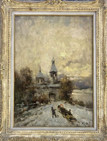 Ivan Karpoff Novocerkassk 1898 - 1970 Milano Paesaggio innevato