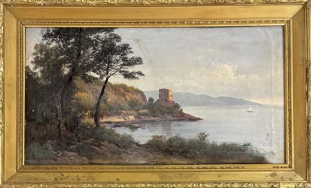 Henry Marko Firenze 1855 - 1921 Lavagna (GE) Veduta del castello di Rapallo 