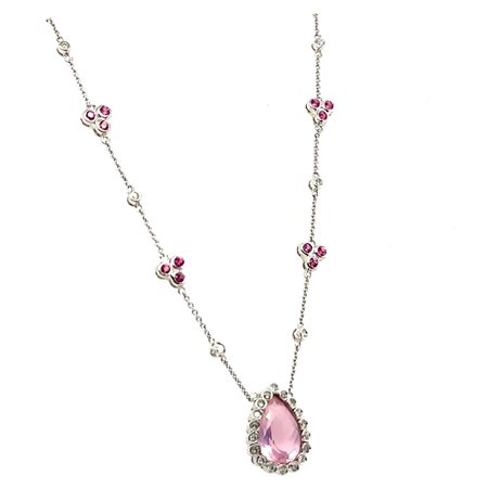 GIROCOLLO CON QUARZI ROSA E DIAMANTI - PND30403