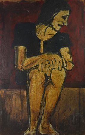 Fausto Fausone SOLITUDINE olio su masonite, cm 79x51,5 sul retro: cartiglio...