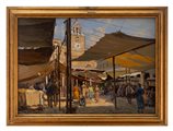 Giuseppe  Gheduzzi - Mercato oltre il Ponte di Rialto Venezia