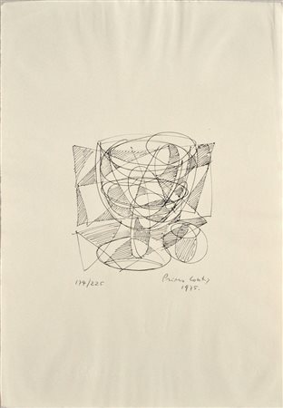PRIMO CONTI Senza titolo, 1975 Litografia in b/n – es. 174/225 cm. 61x40,5...