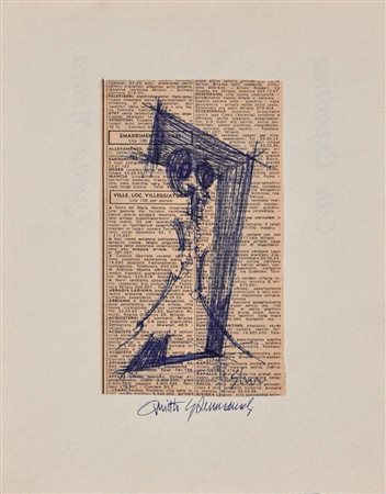 QUINTO GHERMANDI Senza titolo Penna biro e collage su carta cm. 25,5x20