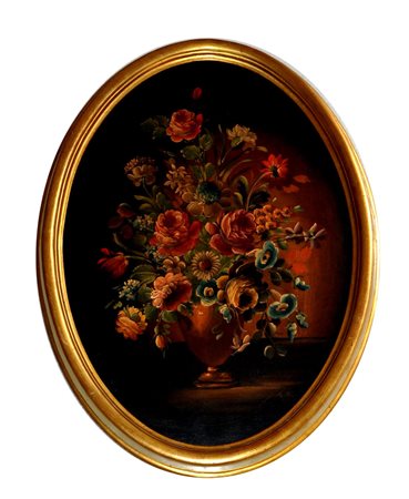 IGNOTO Vaso con fiori Olio su tela cm. 71x52