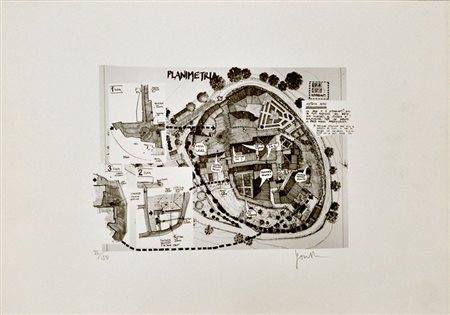 DANIELE LOMBARDI Planimetria Litografia in b/n – es. 22/50 cm. 35x50 Firma e...