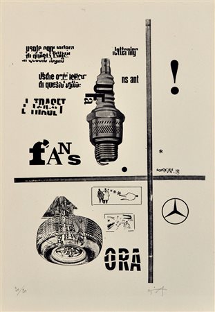 RODOLFO VITONE Senza titolo, 1966 Litografia in b/n – es. 20/20 cm. 48,5x32,5...