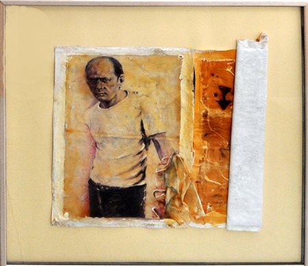 SPANO Pollock, 2000 Tecnica mista e collage su tela cm. 60x64 Firma, data e...