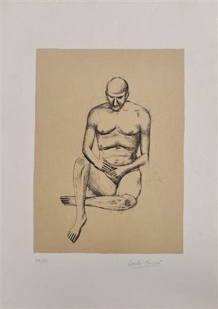 CARLO CARRÁ Nudo, 1961 Litografia a due colori – es. 109/125 cm. 65x45,5...